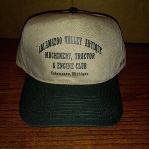 Kalamazoo Valley Antique Machinery Cap Hat Trucker Tan Green Snapback Adjustable